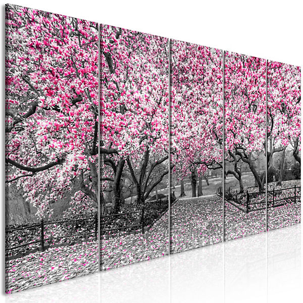 Wandbild Magnolia Park (5 Parts) Narrow Pink