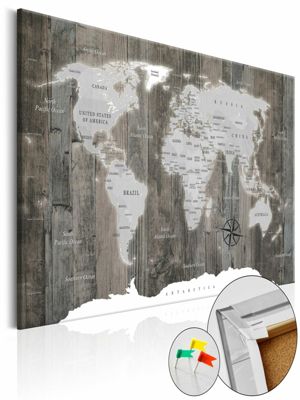 artgeist Pinnwand Bild World of Wood [Cork Map] mehrfarbig Gr. 90 x 60 | 05902157222838