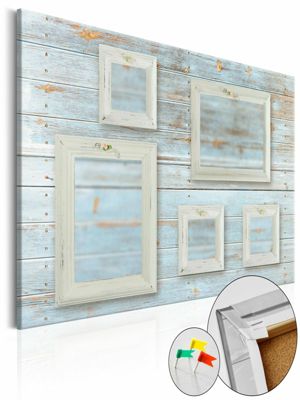 artgeist Pinnwand Bild Retro Gallery [Corkboard] creme/hellblau Gr. 90 x 60 | 05902157223835