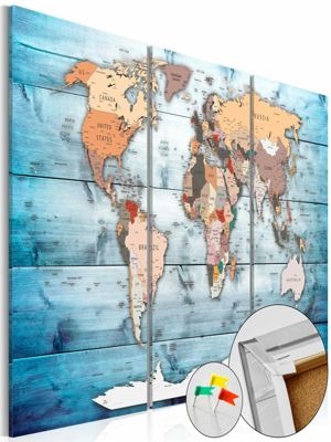 artgeist Pinnwand Bild Sapphire Travels [Cork Map] mehrfarbig Gr. 90 x 60 | 05902157222104