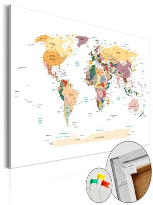 artgeist Pinnwand Bild World Map [Cork Map] mehrfarbig Gr. 90 x 60 | 05902157223446