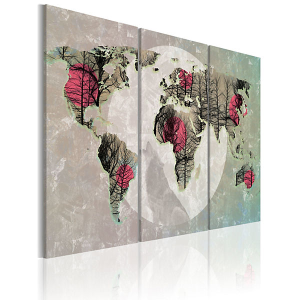 Wandbild Weltkarte: Vollmond - Triptychon