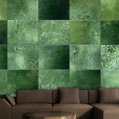 artgeist Fototapete Green Puzzle grün Gr. 50 x 1000 | 05902157252576