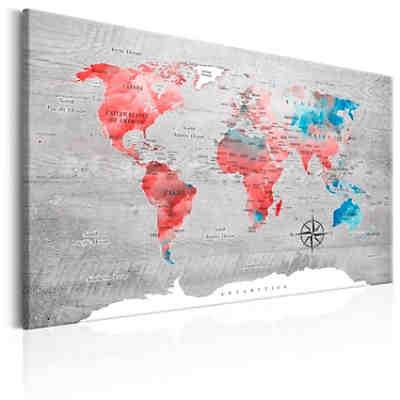 Wandbild World Map: Red Roam