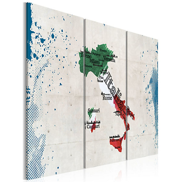 Wandbild Landkarte von Italien - Triptychon