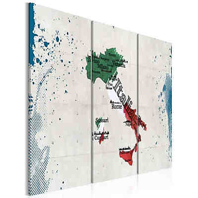 Wandbild Landkarte von Italien - Triptychon
