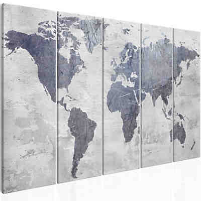 Wandbild Concrete World Map (5 Parts) Narrow