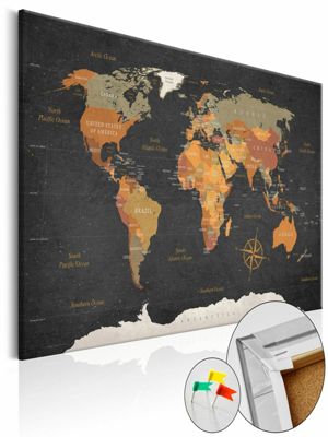 artgeist Pinnwand Bild Secrets of the Earth [Cork Map] mehrfarbig Gr. 90 x 60 | 05902157222326
