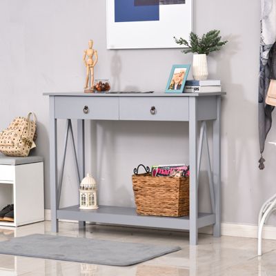 Konsolentisch mit 2 Schubladen, grau, HOMCOM | yomonda