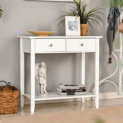 Konsolentisch mit 2 Schubladen, weiß, HOMCOM | yomonda