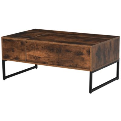 Couchtisch mit höhenverstellbarer Ablage, braun, HOMCOM | yomonda