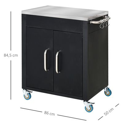Küchenschrank auf Rollen, schwarz, HOMCOM | yomonda