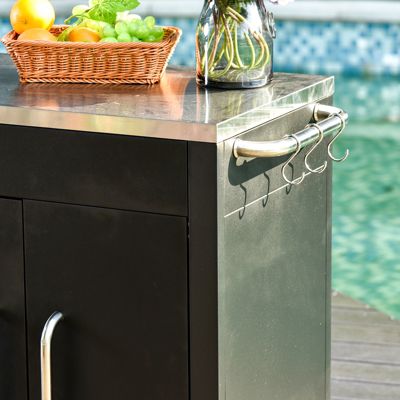 Küchenschrank auf Rollen, schwarz, HOMCOM | yomonda