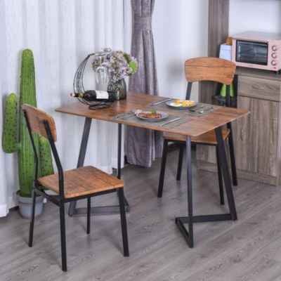 Esszimmergarnitur mit 1 Tisch und 2 Stühle, braun, HOMCOM | yomonda