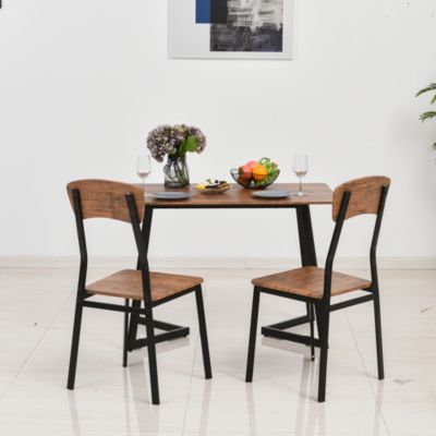 Esszimmergarnitur mit 1 Tisch und 2 Stühle, braun, HOMCOM | yomonda