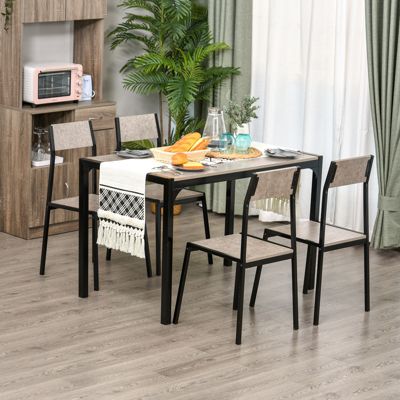 Esszimmergarnitur mit 1 Tisch und 4 Stühle, grau, HOMCOM | yomonda