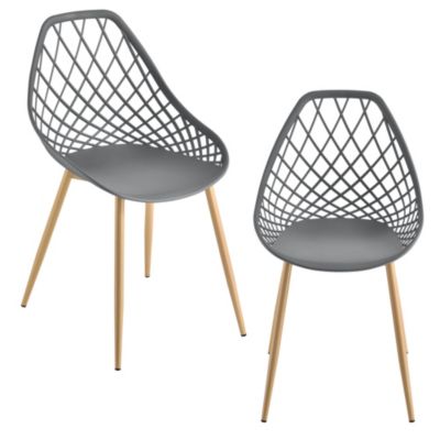 2x Design Stühle Esszimmer Senffarben Kunststoff Kunst-Leder Stuhl Set en.casa 
