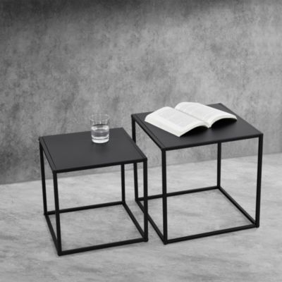 Metall Beistelltisch 2er Set schwarz Couchtisch Sofatisch Wohnzimmer Tisch 