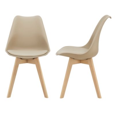 en.casa 6x Design Stühle Esszimmer Grau Stuhl Holz Plastik Kunst-Leder 