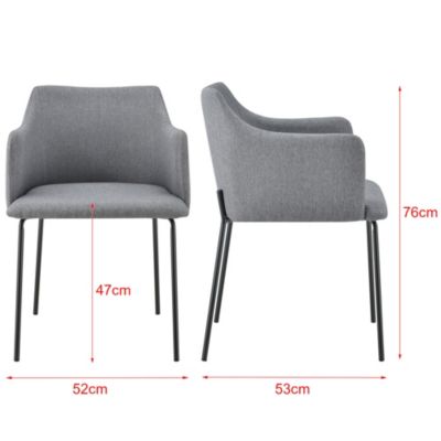 Esszimmerstuhl Polstersessel mit Armlehne Textil grau, grau, en.casa