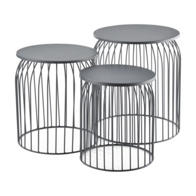 3er Set Metallkorb Beistelltisch Wohnzimmertisch in 4 Farbvarianten