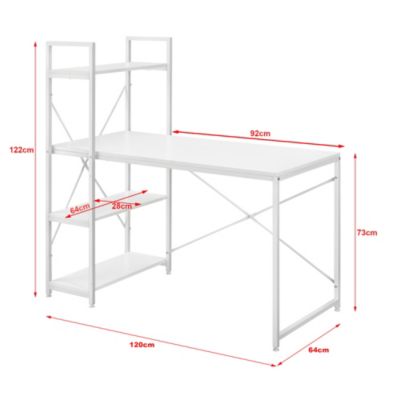 Schreibtisch mit Regal Ablagefach Bürotisch 122x120x64 in verschiedenen