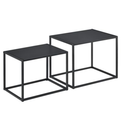 2 tlg Beistelltisch Set schwarz Alu Nacht Kaffee Couch Wohnzimmer Tisch Tische 