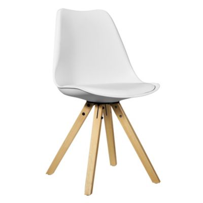 en.casa 2x Design Stühle Esszimmer Weiß Stuhl Holz Plastik Kunst-Leder 