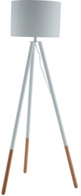 SalesFever Dreibein-Stehleuchte mit Holzgestell & Stoffschirm weiß