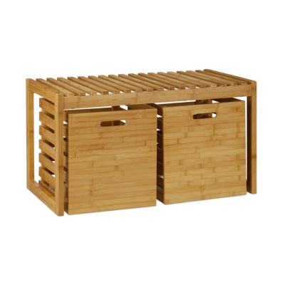 Sitzbank mit Stauraum Bambus, beige, relaxdays | yomonda