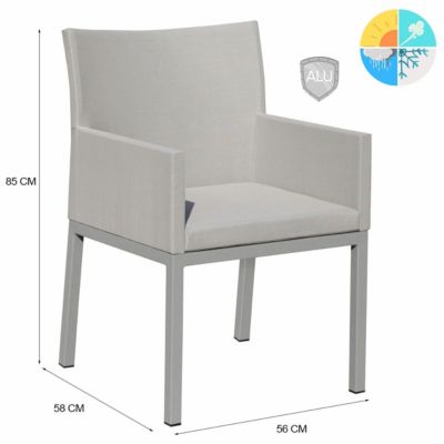 Grasekamp Terrassenset Sol 3 teilig - Tisch und 2x Sessel aus Aluminium