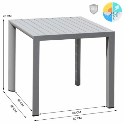 Grasekamp Terrassenset Sol 3 teilig - Tisch und 2x Sessel aus Aluminium