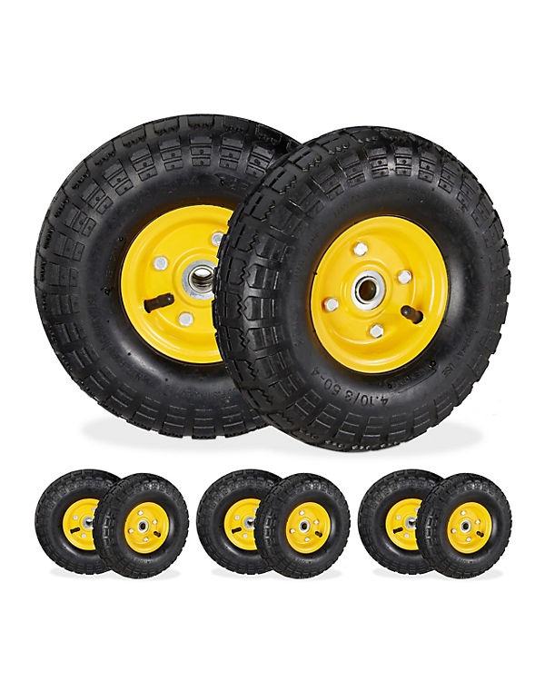 relaxdays Sackkarrenrad 8er Set Stahlfelge schwarz/gelb | 04052025373337 relaxdays Sackkarrenrad 8er Set Stahlfelge schwarz/gelb | 04052025373337