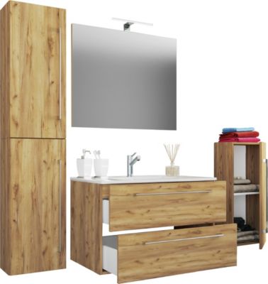 5-tlg. Waschplatz Badmöbel Badezimmer Set Waschtisch Waschbecken