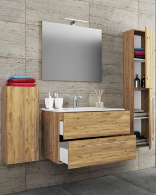 5-tlg. Waschplatz Badmöbel Badezimmer Set Waschtisch Waschbecken