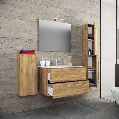 5-tlg. Waschplatz Badmöbel Badezimmer Set Waschtisch Waschbecken