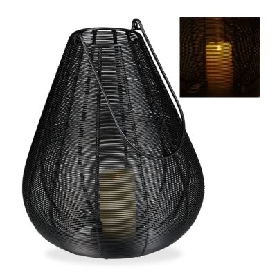 Windlicht Metall schwarz, schwarz, relaxdays | yomonda