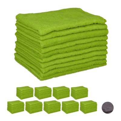 relaxdays 100 x Mikrofasertücher 40×30 grün | 04052025261566