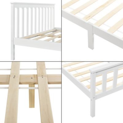 Holzbett mit hohem Kopfteil und Lattenrost in verschiedenen Farben und