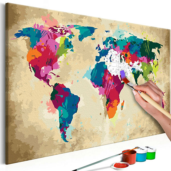 Malen nach Zahlen Weltkarte (farbenfroh)