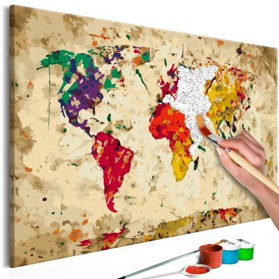 artgeist Malen nach Zahlen Weltkarte (Farbflecken) mehrfarbig Gr. 60 x 40 | 05902157050295