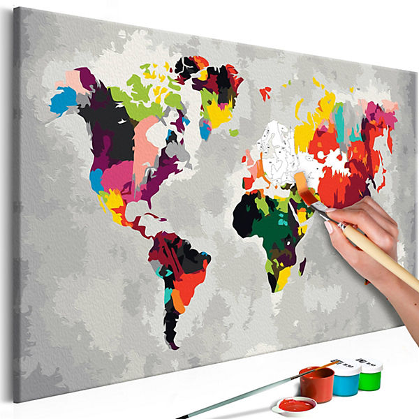 Malen nach Zahlen Weltkarte (Helle Farben)