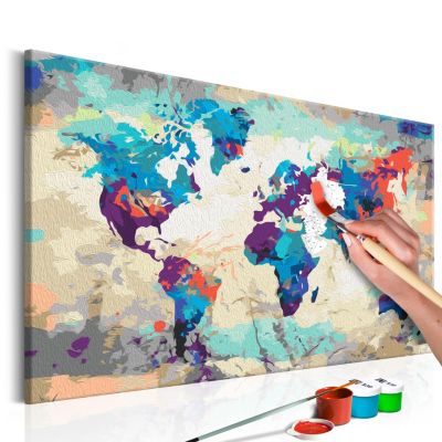 artgeist Malen nach Zahlen Weltkarte (Blau & Rot) mehrfarbig Gr. 60 x 40 | 05902157050233