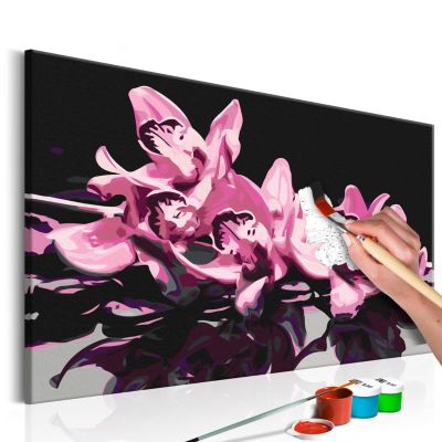 artgeist Malen nach Zahlen Rosarote Orchidee (schwarzer Hintergrund) mehrfarbig Gr. 60 x 40 | 05902157049879