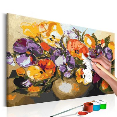 artgeist Malen nach Zahlen Stiefmütterchen in der Vase mehrfarbig Gr. 60 x 40 | 05902157049855
