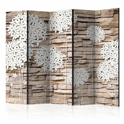 Image of artgeist Paravent Flowers on the Stone II [Room Dividers] weiß/beige Gr. 225 x 172