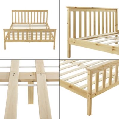 Holzbett mit hohem Kopfteil und Lattenrost in verschiedenen Farben und