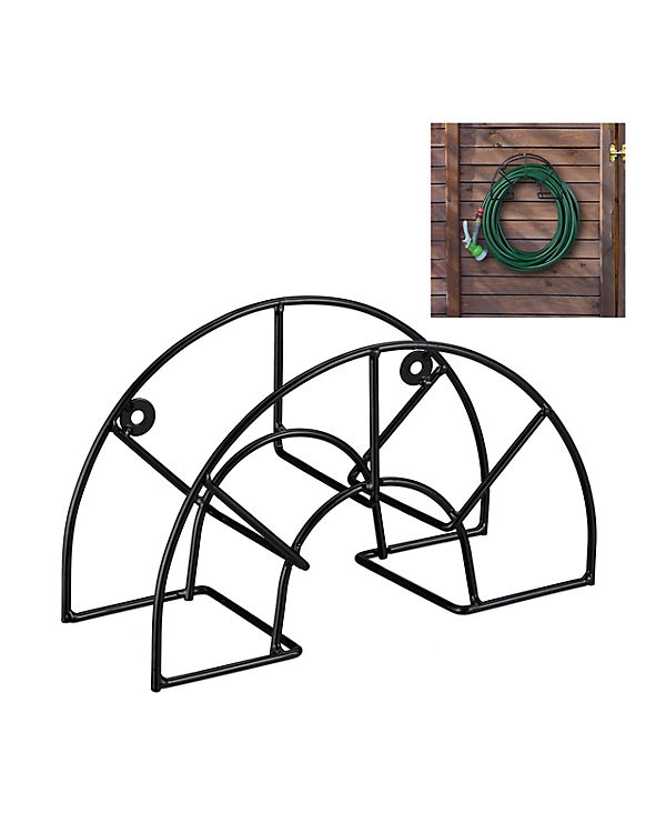 relaxdays Schlauchhalter Wand rund schwarz | 04052025338121 relaxdays Schlauchhalter Wand rund schwarz | 04052025338121