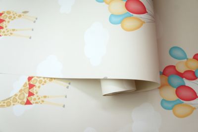 Papiertapete Animal Balloons Neutral, 10 m x 53 cm, mehrfarbig, Holden