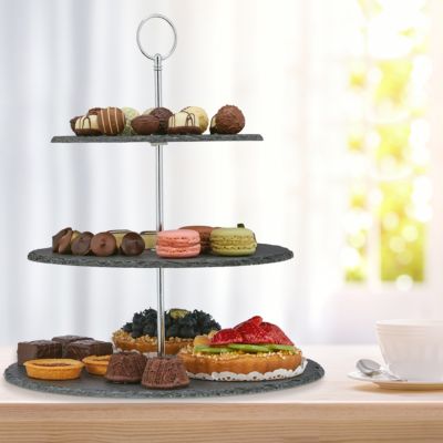 Etagere Schiefer 3 Etagen, grau, relaxdays | yomonda